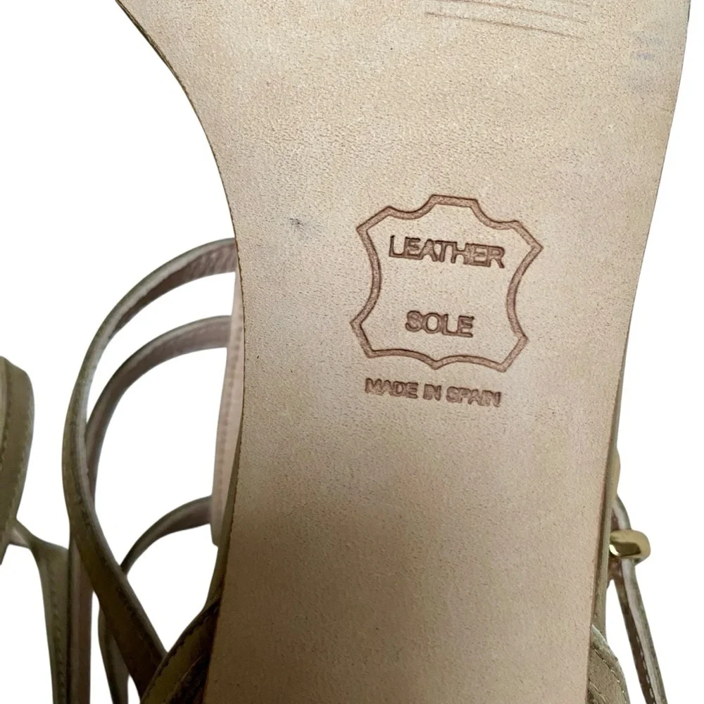 Stuart Weitzman Tan Nubuck Nuarache Gladiator Kitten Heel Sandals 7.5 - Picture 12 of 16
